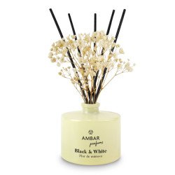 MIKADO FLOWER OF MIMOSA BLACK & WHITE AIR FRESHENER 40ML. AMBER