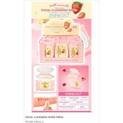 TOALHETES DE LIMPEZA DESMAQUILHANTE DE MORANGO (1,25€ CONJUNTO) PACK 12 KEVIN COCO