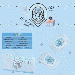 LINGETTES NETTOYANTES DÉMAQUILLANTES À L'ACIDE HYALURONIQUE (LOT 1,29 €) PACK 6 USHAS