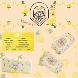 TOALHETES DE LIMPEZA DESMAQUILHANTES COM VITAMINA C (1,29€ CONJUNTO) PACK 6 USHAS