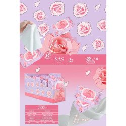 LINGETTES NETTOYANTES DÉMAQUILLANTES À LA ROSE (LOT 1,29 €) PACK 6 USHAS