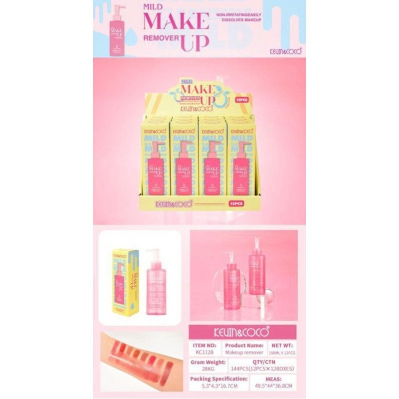 REMOVEDOR SUAVE DE MAQUIAGEM 150ML. (2.25€ UNIDADE)PACK 12 KEVIN COCO