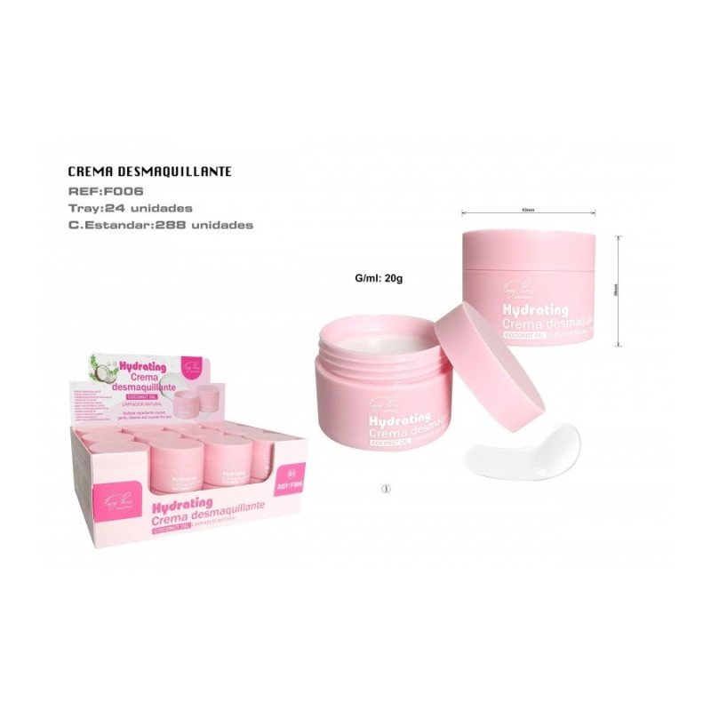 CREME DESMAQUILHANTE HIDRATANTE COM ÓLEO DE COCO 20ML.(1,59€ UNIDADE) PACK 24 EASY PARIS