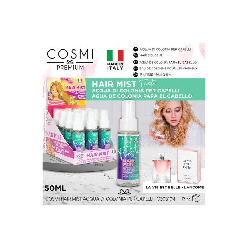 Água de Colônia para Cabelo Fiesta 50 ml. Cosmi