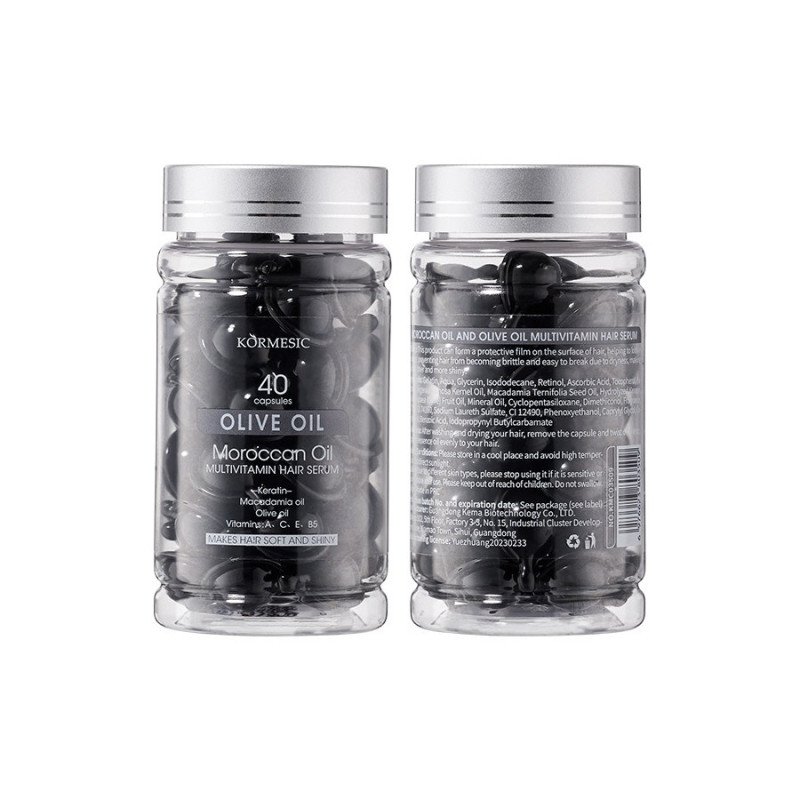 SORO CAPILAR MULTIVITAMINADO COM ÓLEO DE MARROCOS E AZEITE DE OLIVA 40 CÁPSULAS KORMESIC
