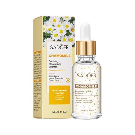 ESSÊNCIA FACIAL HIDRATANTE CALMANTE 100% NATURAL COM CAMOMILA 30ML. SADOER