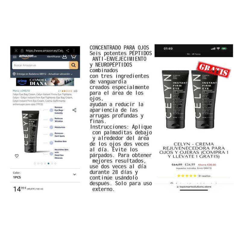 CREME DE OLHOS REFIRMANTE INSTANTÂNEO 30ML. CELINA
