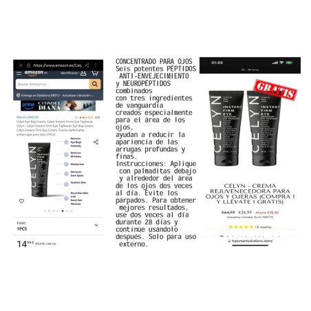 CREME DE OLHOS REFIRMANTE INSTANTÂNEO 30ML. CELINA
