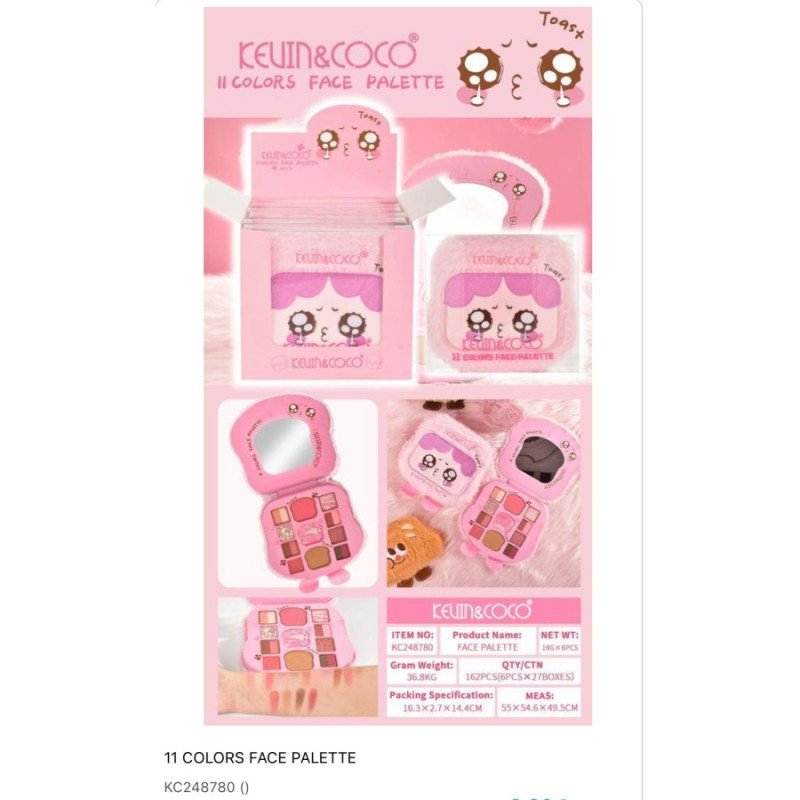 PALETA FACE 11 CORES TOAST X(€4.50 UNIDADE) PACK 6 KEVIN COCO
