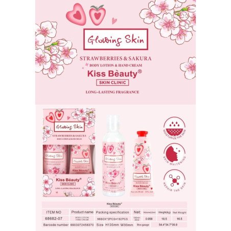SET BODY&HAND STRAWBERRY&SAKURA 100+30ML. KISS BEAUTY