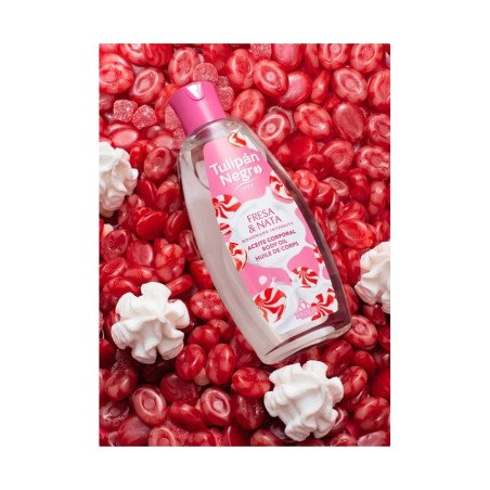 ACEITE CORPORAL FRESA Y NATA 200ML. TULIPAN NEGRO