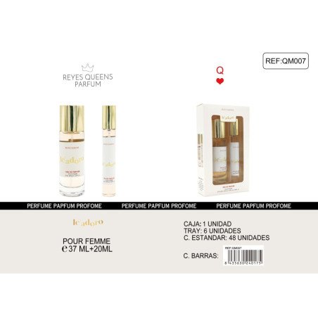CONJUNTO LE'ADORO EAU DE PARFUM 37+20ML. POUR FEMME REYES QUEENS