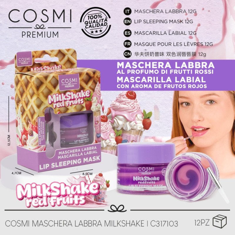 MÁSCARA LABIAL DE FRUTAS VERMELHAS MILK SHAKE 12GR. COSMI