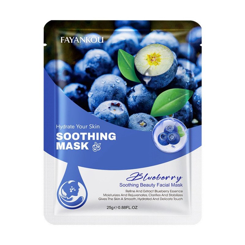 BLUEBERRY SOOTHING FACIAL MASK 25GR.(€0.59 UNIT) PACK 6 FAYANKOU