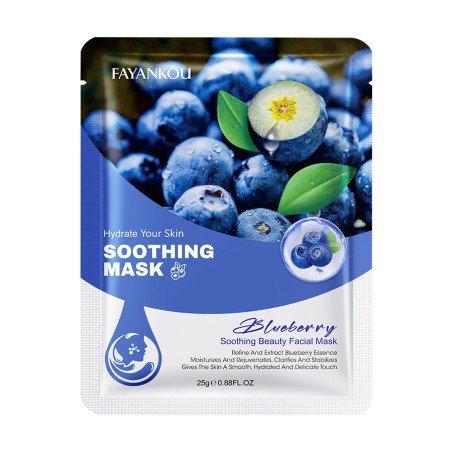 BLUEBERRY SOOTHING FACIAL MASK 25GR.(€0.59 UNIT) PACK 6 FAYANKOU
