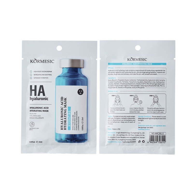 Máscara Facial com Ácido Hialurônico 25 ml (Pack 6) Kormesic