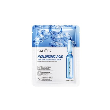 MASCARILLA FACIAL CON SERUM DE AMPOLLA DE ACIDO HIALURONICO 25GR.(0.49€ UNIDAD) PACK 12 SADOER