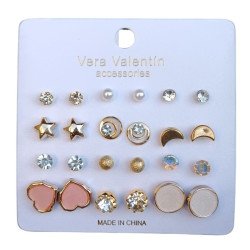 ENSEMBLE DE BOUCLES D'OREILLES ASSORTIES (ENSEMBLE 0,50 €)PACK 12