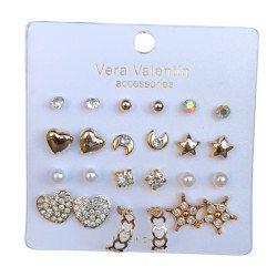 ENSEMBLE DE BOUCLES D'OREILLES ASSORTIES (ENSEMBLE 0,50 €)PACK 12