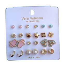 ENSEMBLE DE BOUCLES D'OREILLES ASSORTIES (ENSEMBLE 0,50 €)PACK 12