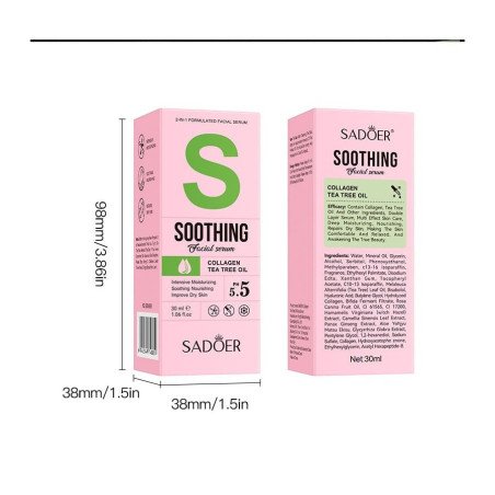SORO FACIAL 2 EM 1 ÓLEO DE TEA TREE + COLÁGENO 30ML. SADOER