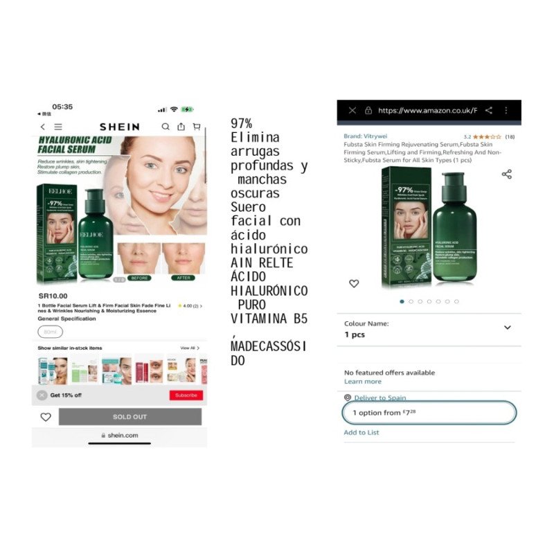 SORO FACIAL COM ÁCIDO HIALURÔNICO 80ML. EELHOE