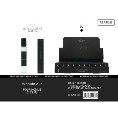 EAU DE TOILETTE MIDNIGHT CLUB POUR HOMME 33ML. REYES QUEENS