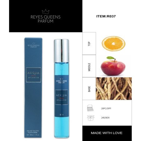 EAU DE TOILETTE ACQUA ATLANTIC POUR HOMME 33ML.(€1,39 UNIDADE) PACK 20 KINGS QUEENS