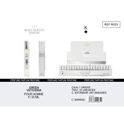 EAU DE TOILETTE GREEN VERITERIA POUR HOMME 33ML.(€1,39 UNIDADE) PACK 20 KINGS QUEENS
