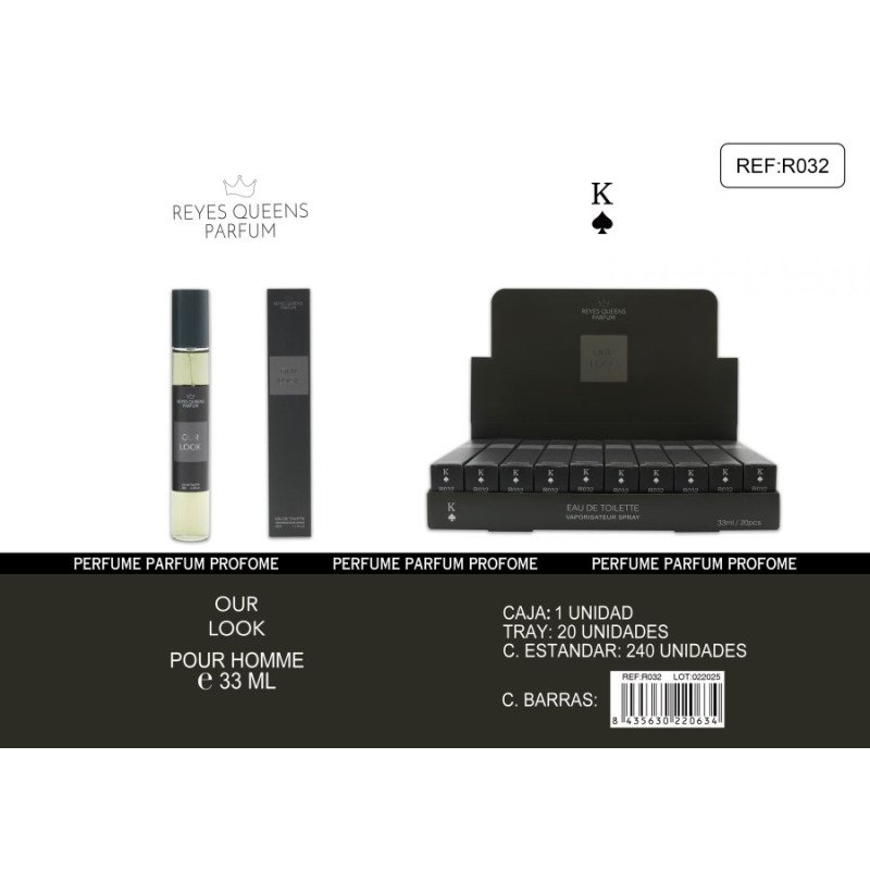 EAU DE TOILETTE OUR LOOK POUR HOMME 33ML.(€1.39 UNIT) PACK 20 KINGS QUEENS