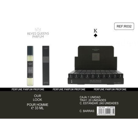 EAU DE TOILETTE OUR LOOK POUR HOMME 33ML.(€1.39 UNIT) PACK 20 KINGS QUEENS