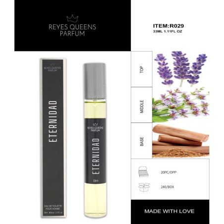 EAU DE TOILETTE ETERNIDAD POUR HOMME 33ML.(€1,39 UNIDADE) PACK 20 KINGS QUEENS