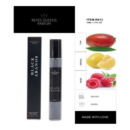 EAU DE TOILETTE BLACK ABANOS POUR HOMME 33ML.(€1.39 UNIT) PACK 20 KINGS QUEENS