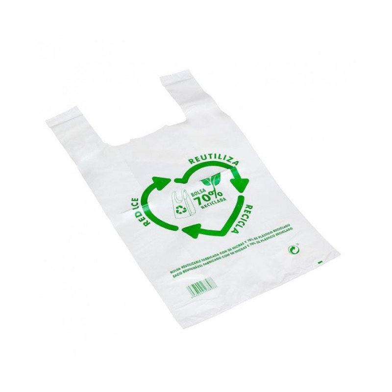 SAC EN PLASTIQUE 50X60CM. 100 UNITÉS SAM RECYCLÉES À 70 %