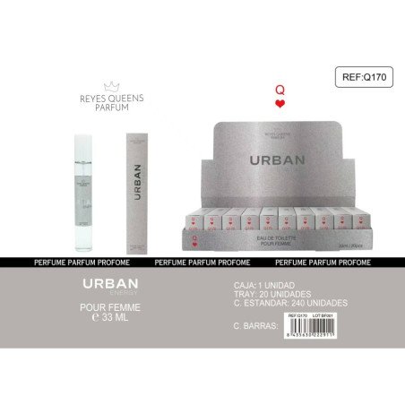EAU DE TOILETTE URBAN POUR FEMME 33ML.(1.39€ UNIT) PACK 20 REYES QUEENS