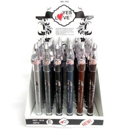 FARD À PAUPIÈRES + ROUGE À LÈVRES CRAYON 6 COULEURS (0,52€ L'UNITÉ) PACK 36 YES LOVE